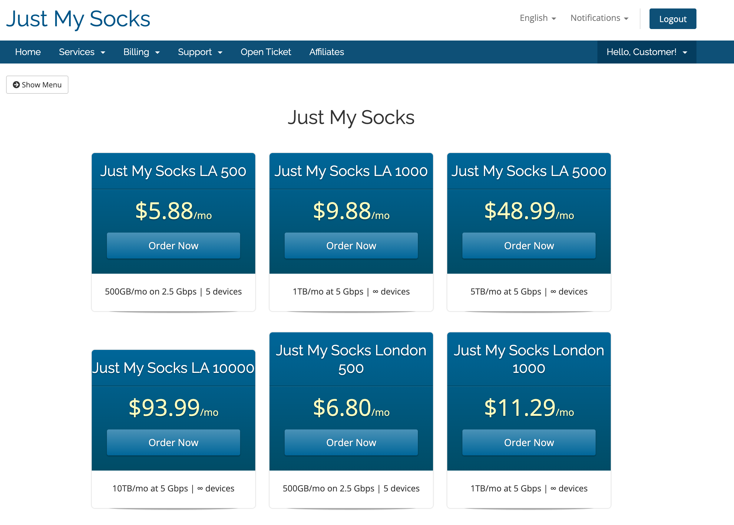 Just My Socks 官网截图