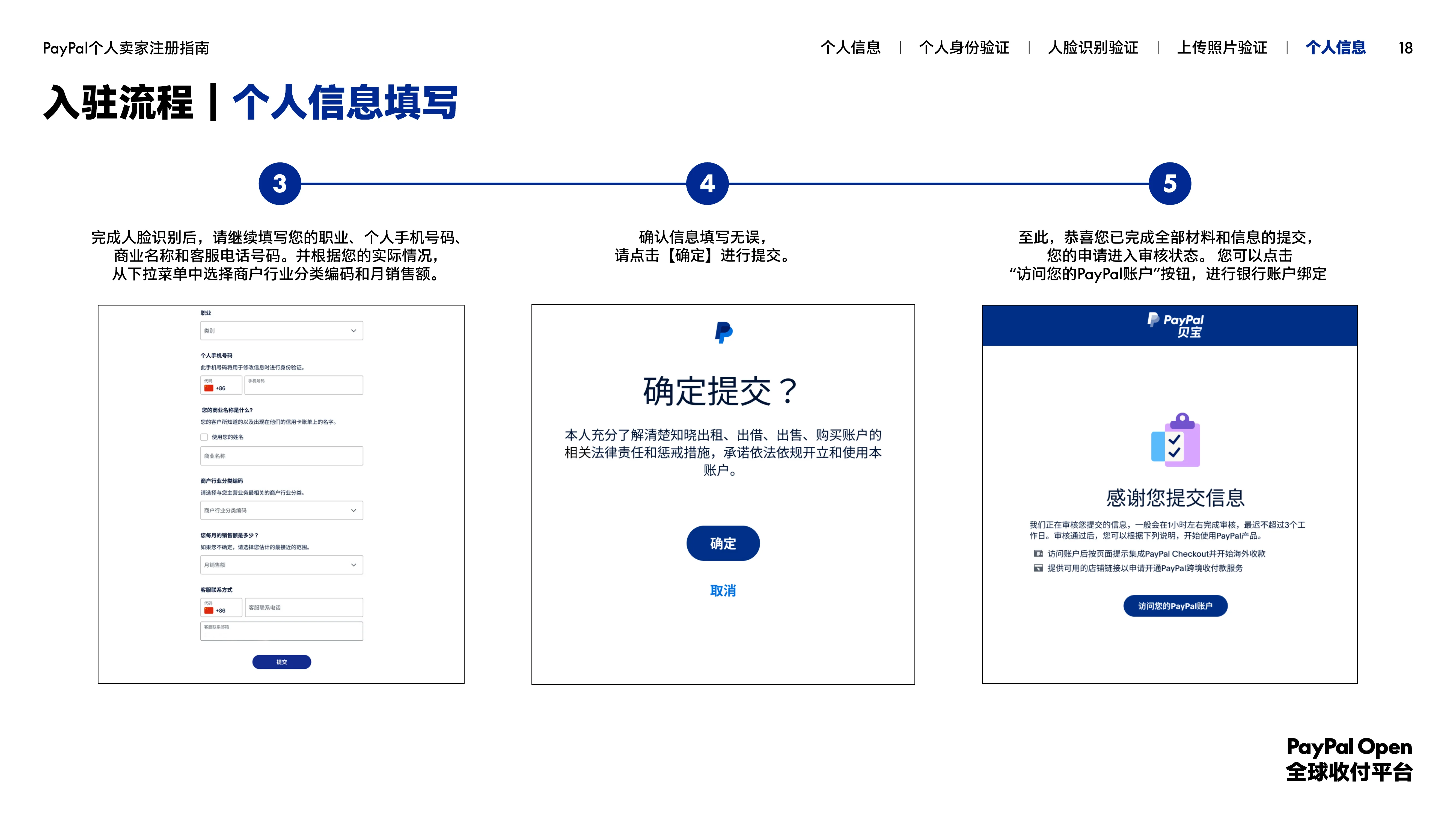 PayPal 填写业务信息并提交