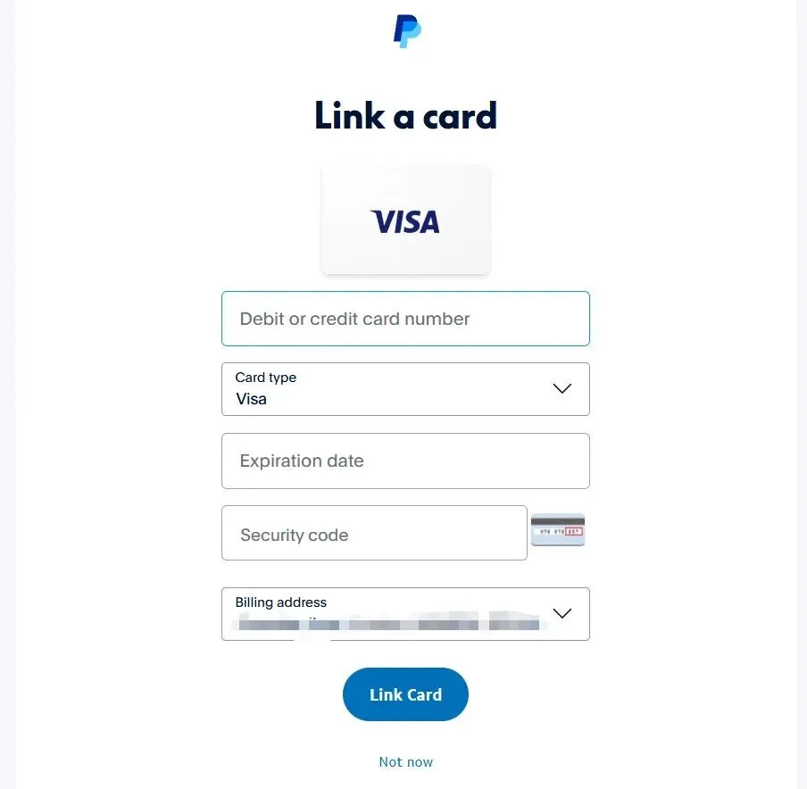 PayPal 信用卡绑定成功页面