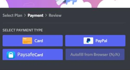 Discord 订阅结账页选择 PayPal 付款