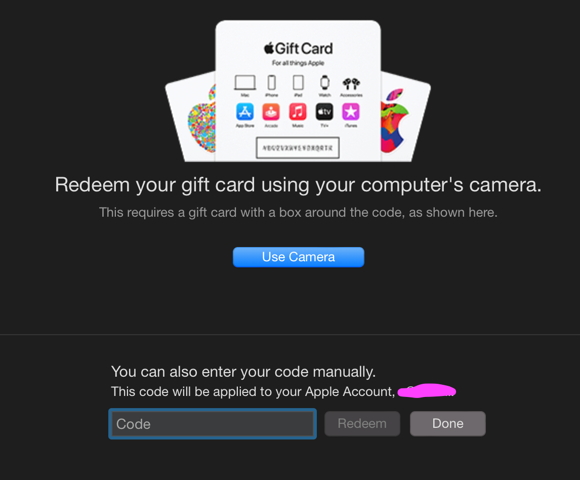 App Store 礼品卡兑换界面