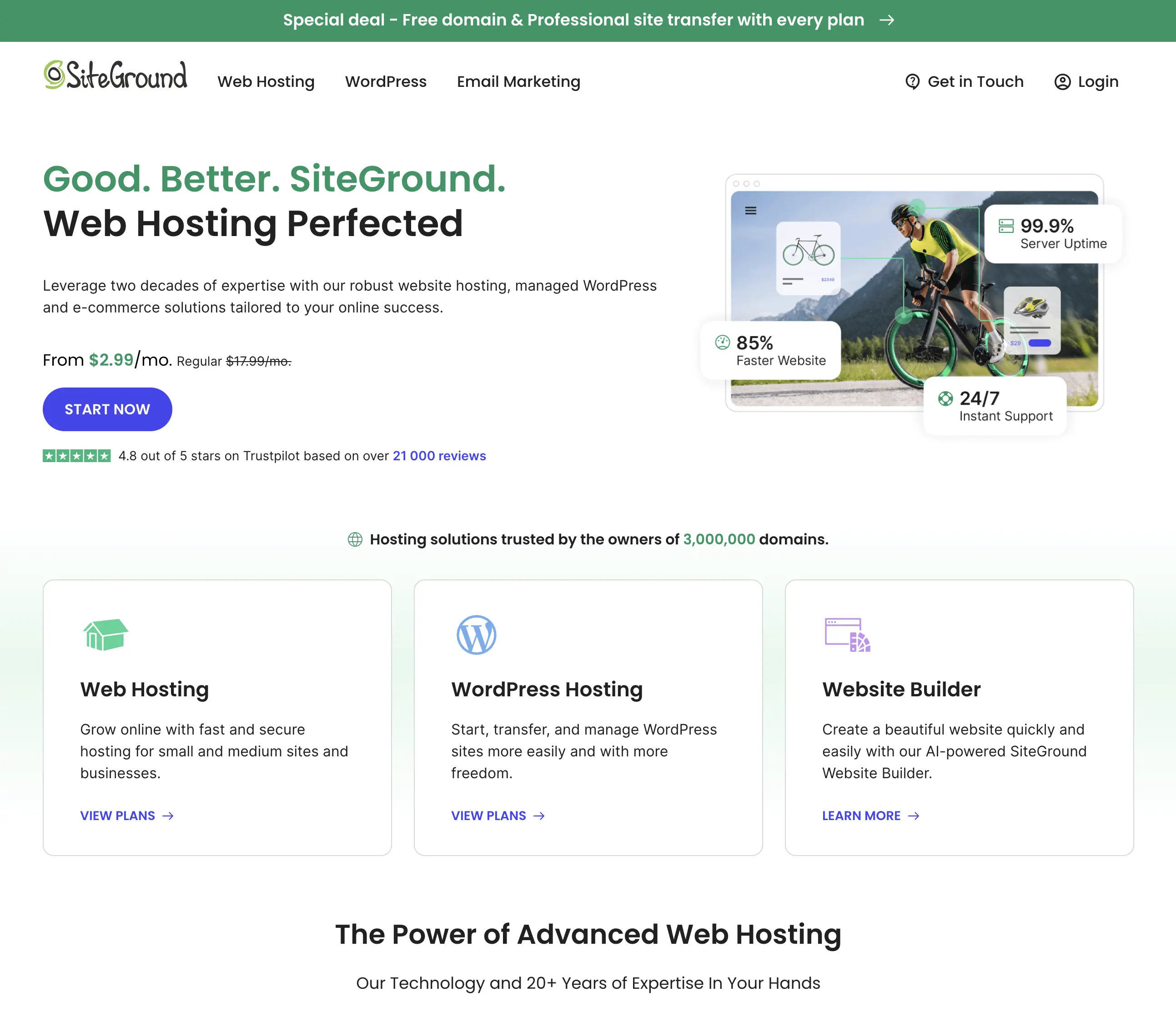 SiteGround 官网截图