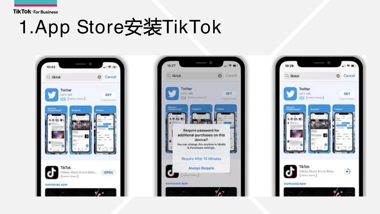 美区 App Store 搜索 tiktok 并安装